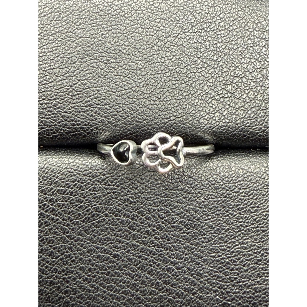 New Condition Sterling Silver Onyx Paw Print Ring Size 7 J16